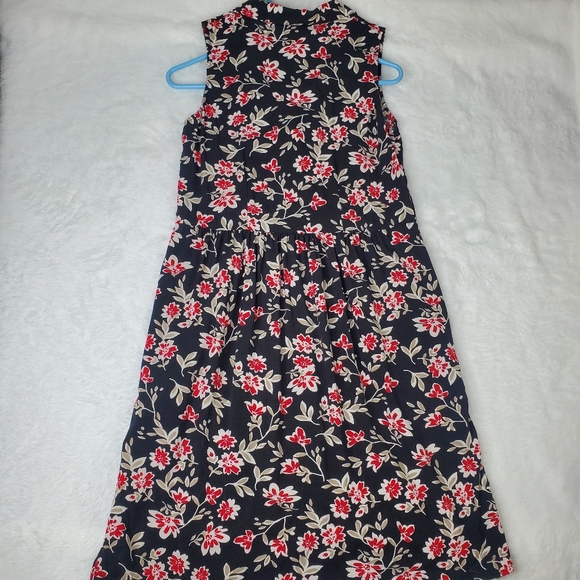 J Jill Womens Floral Collared Sleevless Dress Size Small, Black and Red, Buttons - Picture 6 of 6